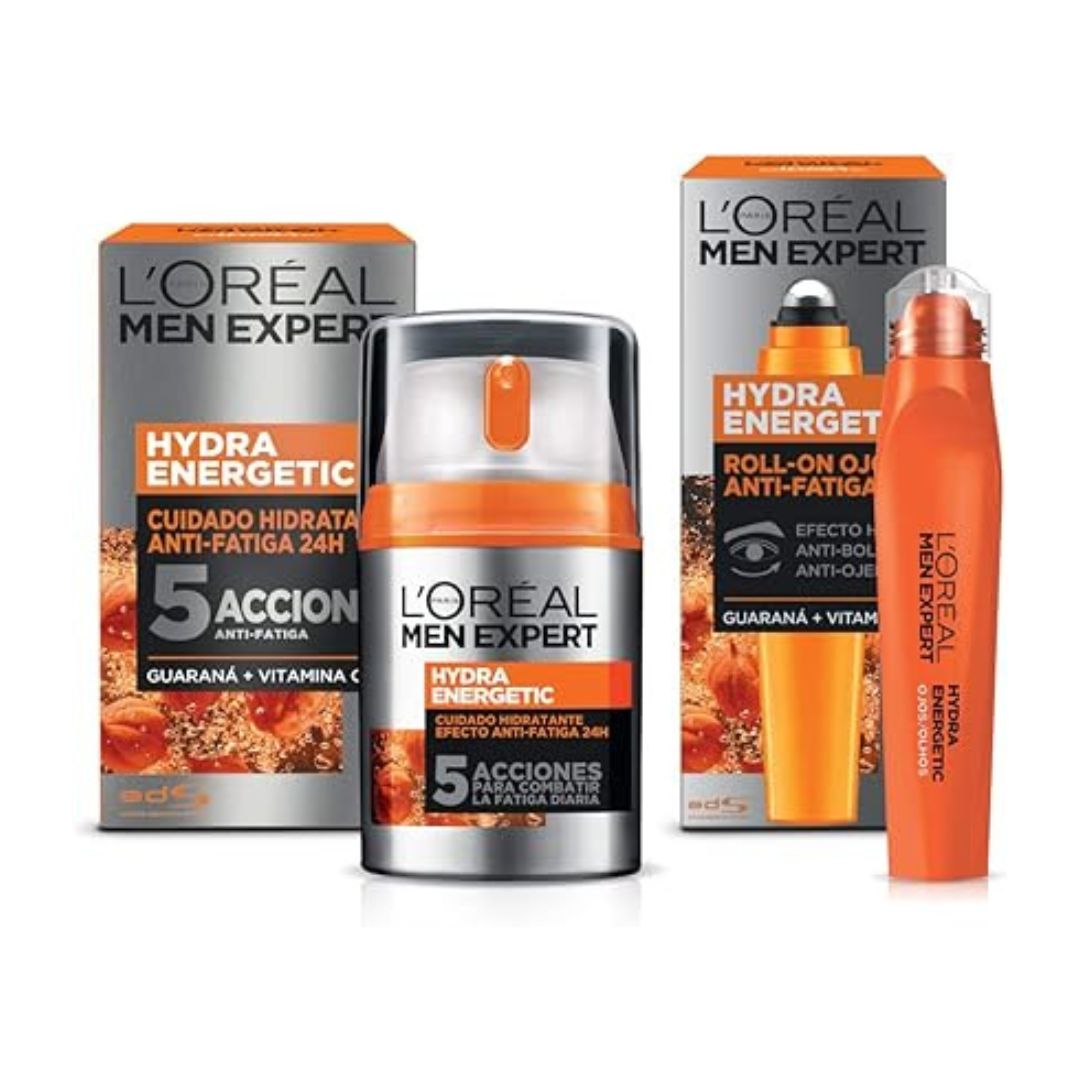LOreal Paris Men Expert Kit Hydra Energetic Crema para Hombre y Roll-on Anti Ojeras